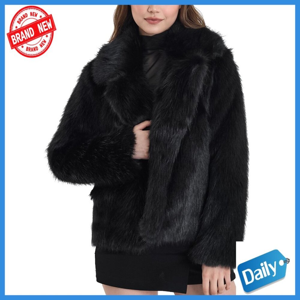 Faux Fur Coat Fluffy Jacket Open Front Lapel Shaggy Parka Outerwear